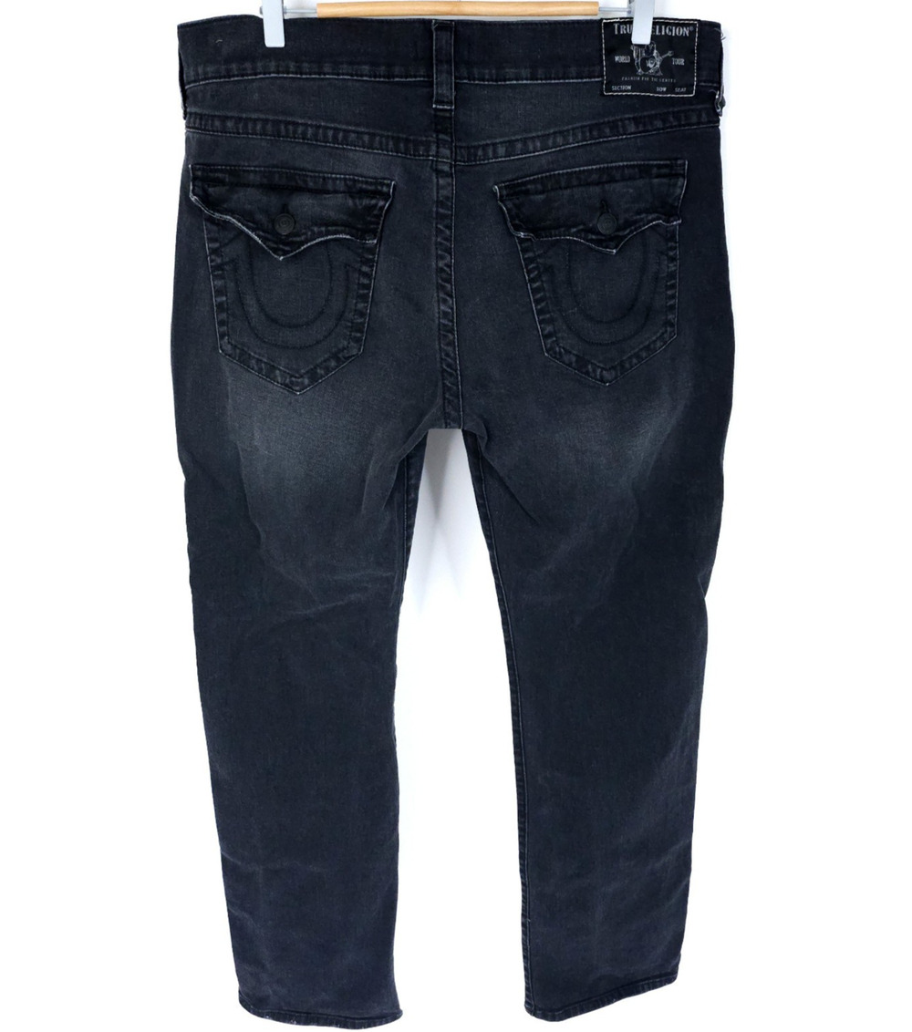 True Religion Ricky Relaxed Straight Jeans Mens 38 Black Flap Pocket 38X34